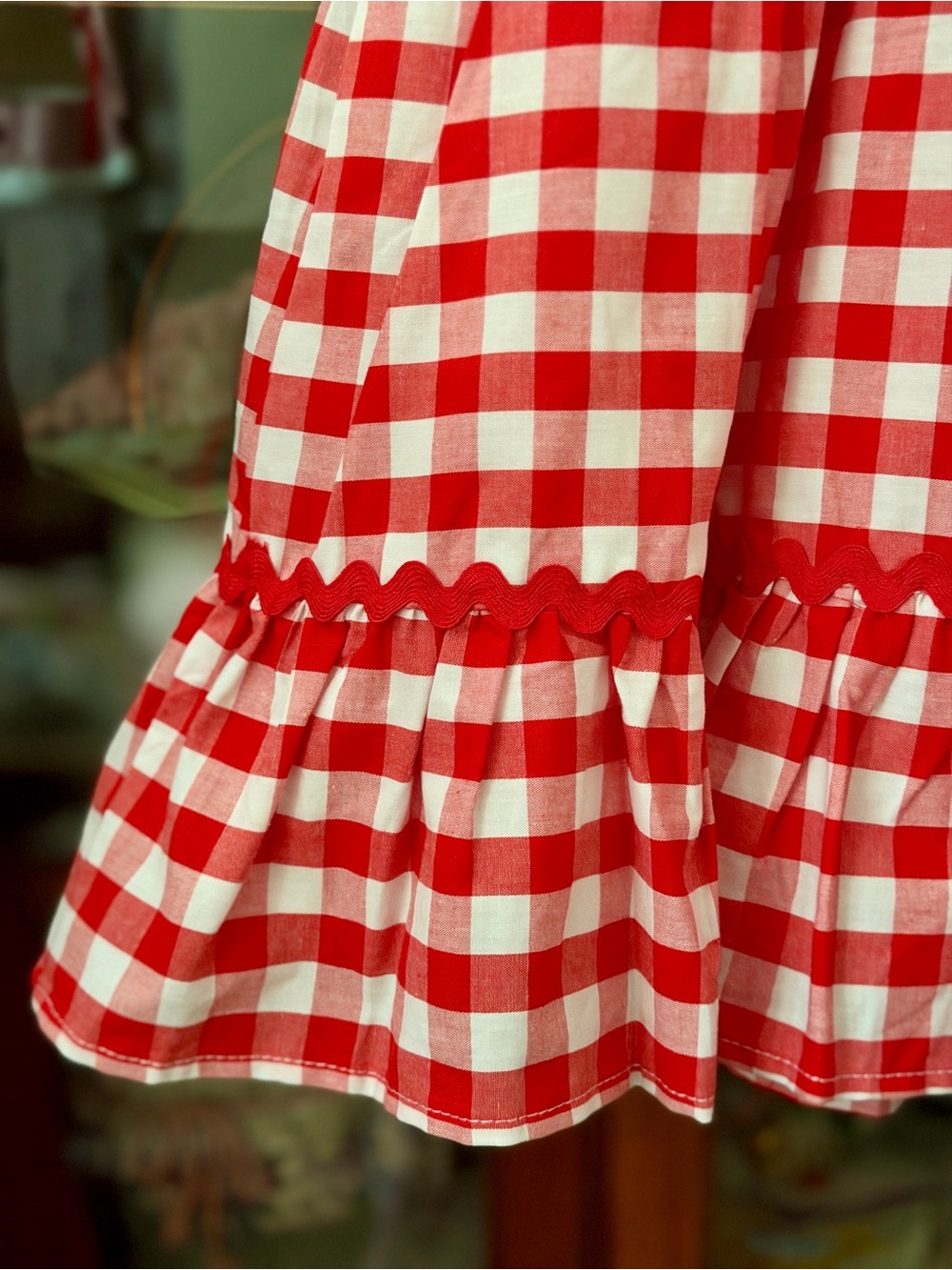 Girls Red and White Gingham Dress - Picture 6 of 12